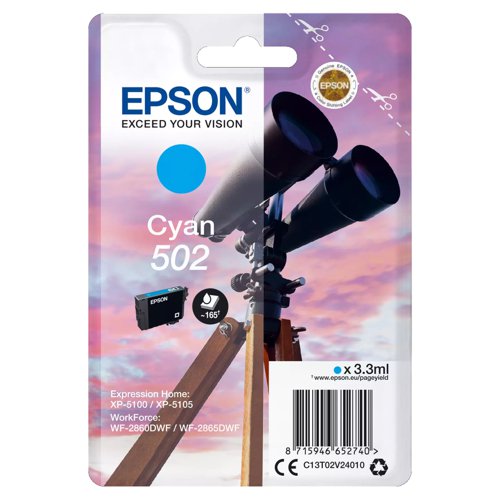Epson No.502 Inkjet Cartridge Cyan T02V24010