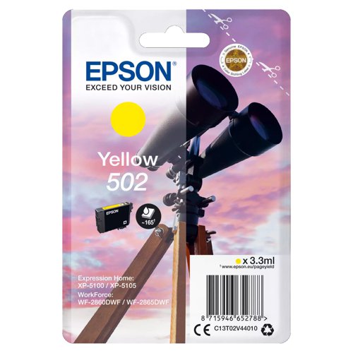 Epson No.502 Inkjet Cartridge Yellow T02V44010