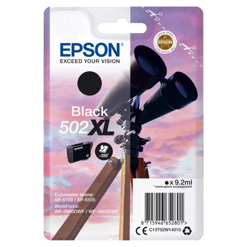 Epson No.502XL Inkjet Cartridge High Capacity Black T02W14010