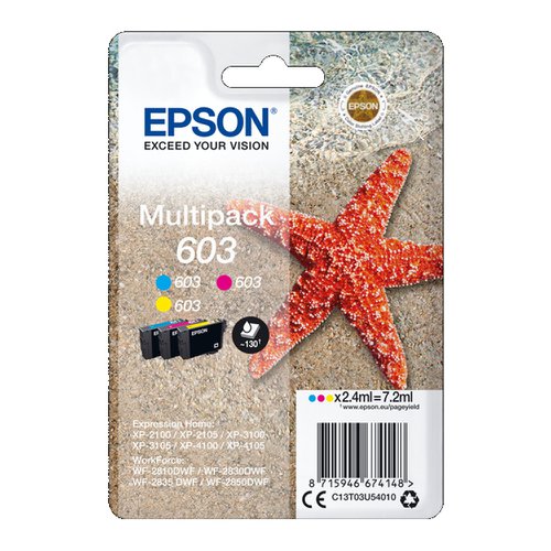 Epson No.603 Inkjet Cartridge Cyan/Magenta/Yellow Value Pack T03U54010