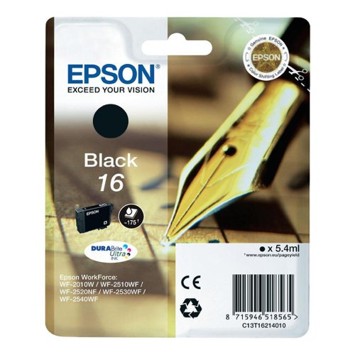 Epson No.16 Inkjet Cartridge Black T16214010