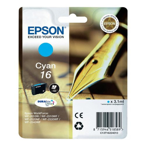 Epson No.16 Inkjet Cartridge Cyan T16224010