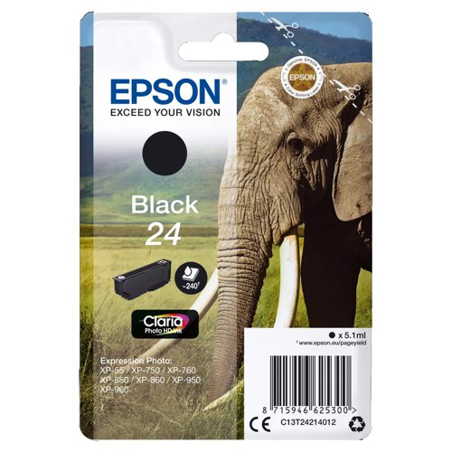 Epson No.24 Inkjet Cartridge Black T24214012