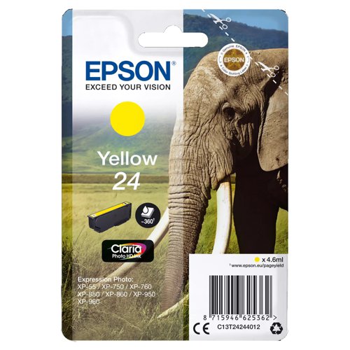 Epson No.24 Inkjet Cartridge Yellow T24244012