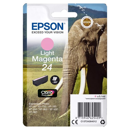 Epson No.24 Inkjet Cartridge Light Magenta T24264012