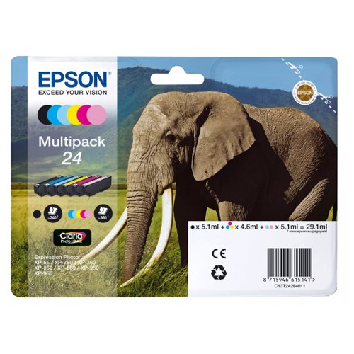 Epson No.24 Inkjet Cartridge Black/Cyan/Magenta/Yellow/Light Cyan/Light Magenta T24284011