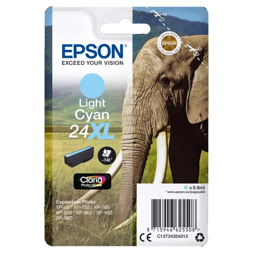 Epson No.24XL Inkjet Cartridge High Capacity Light Cyan T24354012