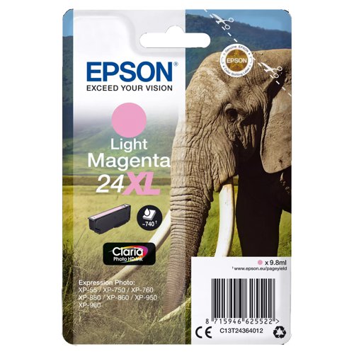 Epson No.24XL Inkjet Cartridge High Capacity Light Magenta T24364012