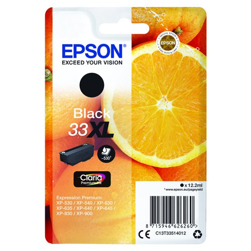 Epson No.33XL Inkjet Cartridge High Capacity Black T33514012