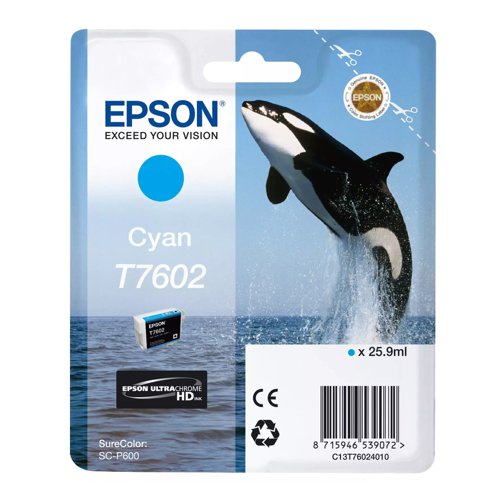 Epson T7602 Inkjet Cartridge Cyan T76024010
