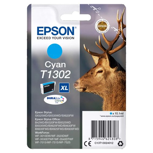 Epson T1302 Inkjet Cartridge Extra High Capacity Cyan T13024012