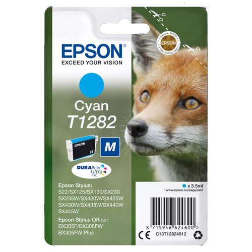 Epson T1282 Inkjet Cartridge Cyan T12824012