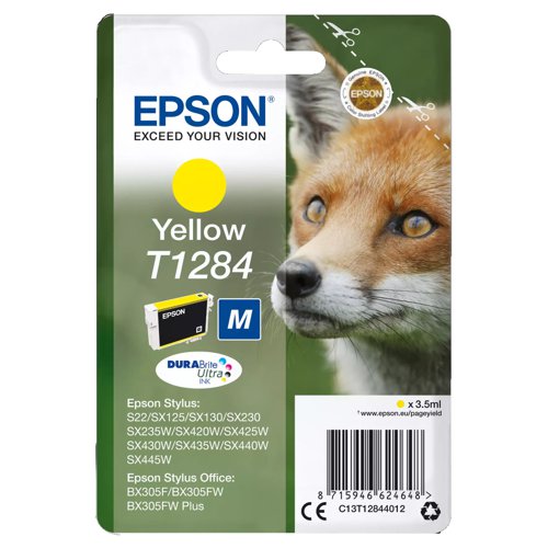 Epson T1284 Inkjet Cartridge Yellow T12844012