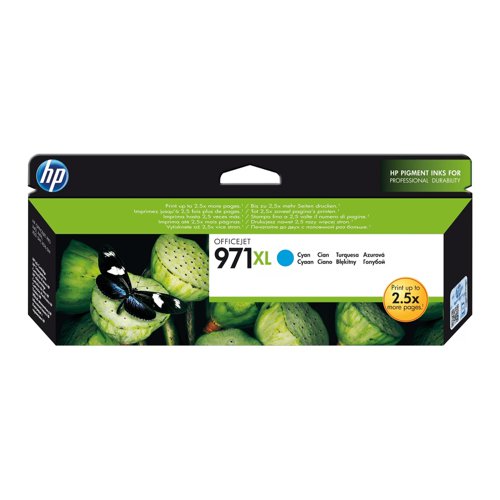 HP No.971XL Inkjet Cartridge High Capacity Cyan CN626AE