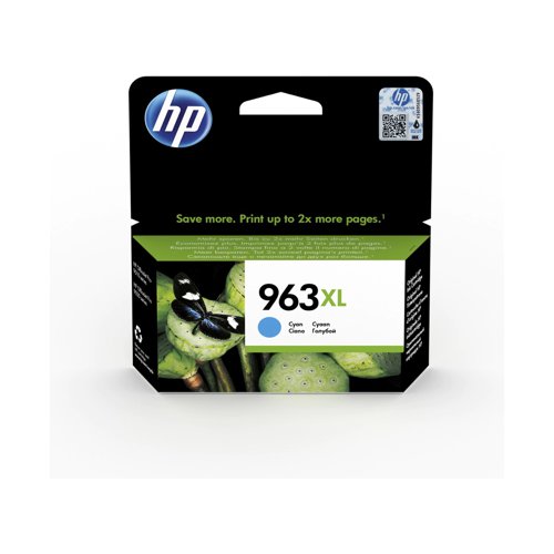 HP No.963XL Inkjet Cartridge High Capacity Cyan 3JA27AE