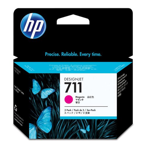 HP No.711 Inkjet Cartridge Magenta (Pack 3) CZ135A