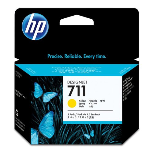 HP No.711 Inkjet Cartridge Yellow (Pack 3) CZ136A