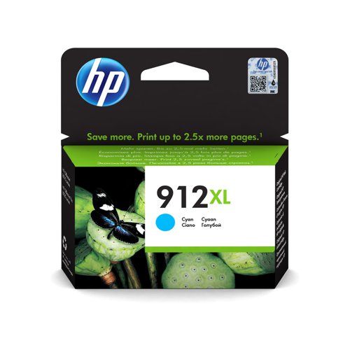 HP No.912XL Inkjet Cartridge High Capacity Cyan 3YL81AE