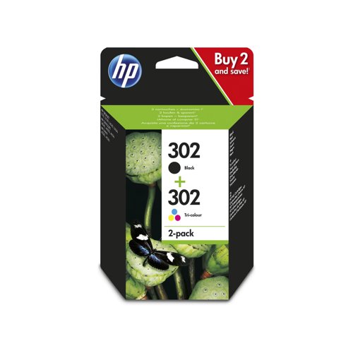 HP No.302 Inkjet Cartridge Black/Colour Twinpack X4D37AE