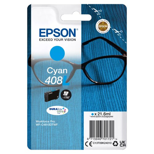 Epson No.408L Ink Cartridge Cyan C13T09K24010