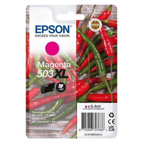 Epson No.503XL Ink Cartridge High Capacity Magenta C13T09R34010