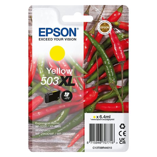 Epson No.503XL Ink Cartridge High Capacity Yellow C13T09R44010