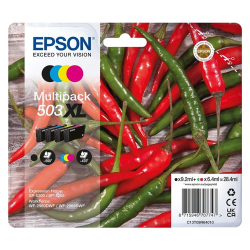 Epson No.503XL Ink Cartridge High Capacity CMYK C13T09R64010