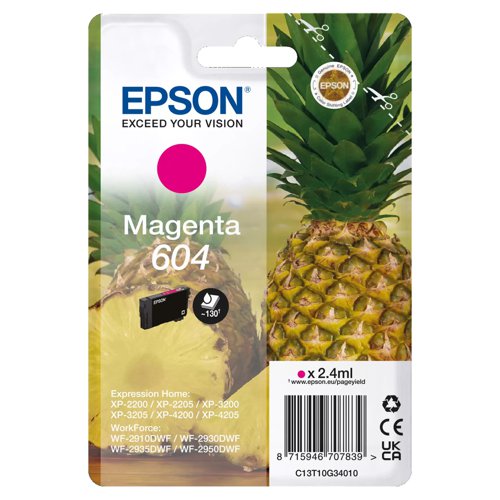 Epson No.604 Ink Cartridge Magenta C13T10G34010