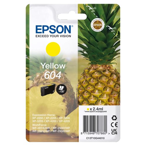 Epson No.604 Ink Cartridge Yellow C13T10G44010