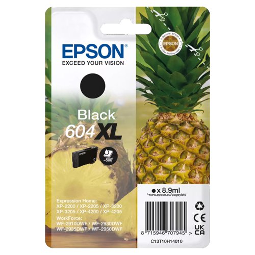 Epson No.604XL Ink Cartridge High Capacity Black C13T10H14010