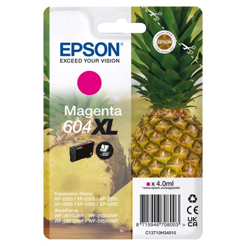 Epson No.604XL Ink Cartridge High Capacity Magenta C13T10H34010