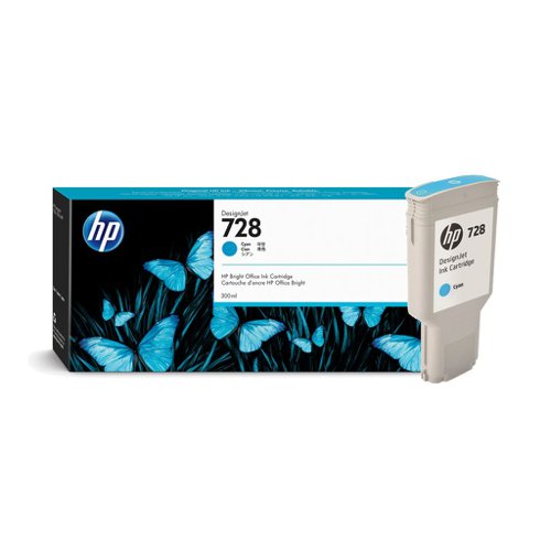 HP No.728 Inkjet Cartridge High Capacity Cyan 300ml F9K17A