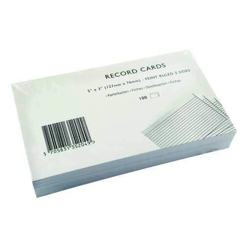 Value Record Cards 127x76mm White (100)