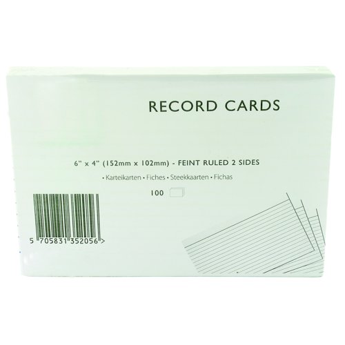 Value Record Cards 152x102mm White (100)