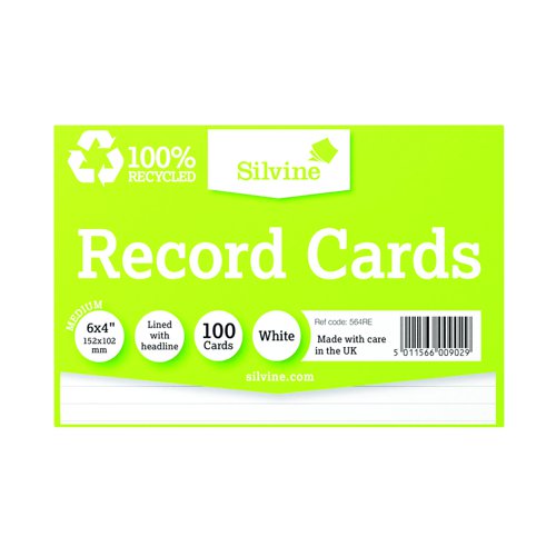 Silvine Climate Friendly Lined Record Cards 152x102mm (100) 564RE