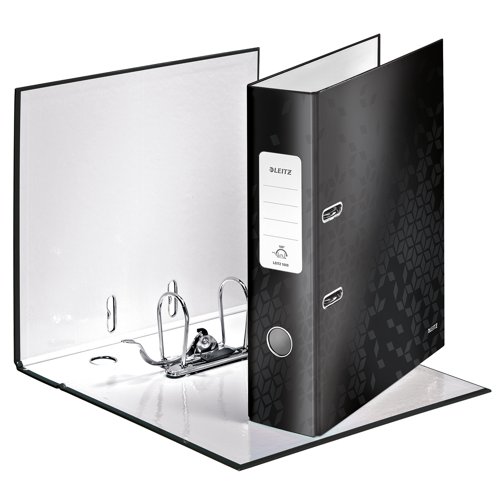 Leitz WOW Lever Arch File A4 80mm Black (Pack 10) 10050095