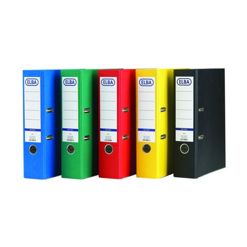 Elba Coloured Board Lever Arch File A4 80mm Assorted (Pack 10) 100025220