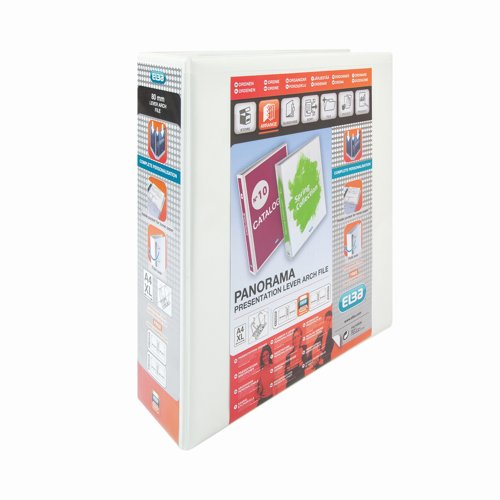 Elba Panorama Presentation Ring Binder 2-Ring A4 70mm White 400008436