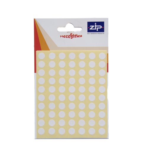 Circle Labels 8mm White (Pack 490)