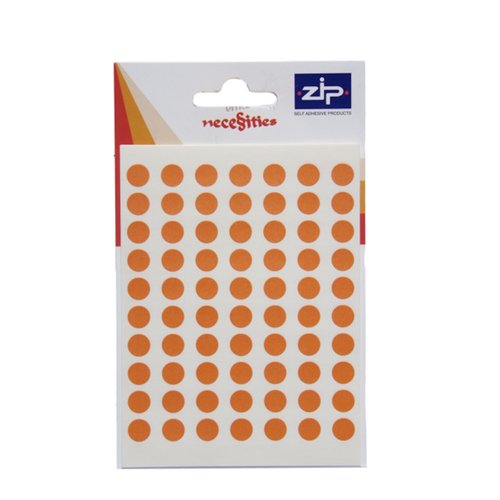 Circle Labels 8mm Orange (Pack 490)