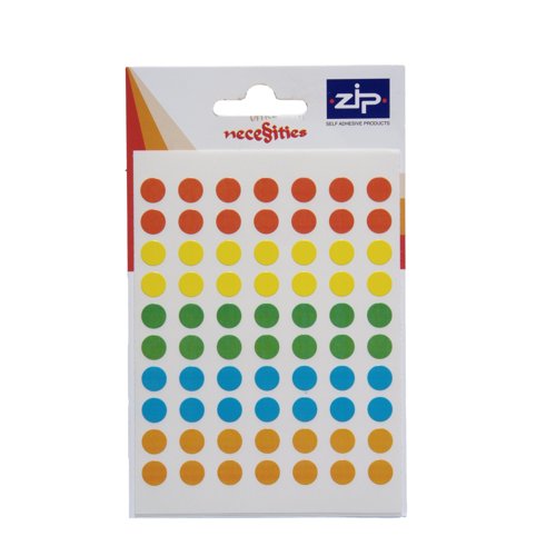 Circle Labels 8mm Assorted (Pack 490)