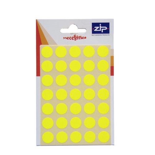 Circle Labels 13mm Fluorescent Yellow (Pack 140)