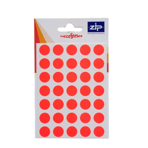 Circle Labels 13mm Fluorescent Red (Pack 140)