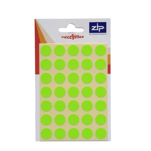 Circle Labels 13mm Fluorescent Green (Pack 140)