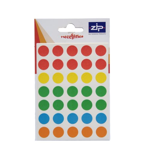 Circle Labels 13mm Assorted (Pack 140)