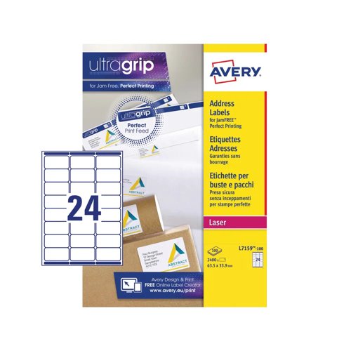 Avery QuickPEEL Laser Labels 64.0x34.0mm White (Pack 100) L7159-100