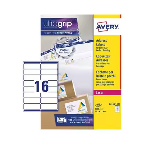Avery QuickPEEL Laser Labels 99.1x34.0mm White (Pack 40) L7162-40
