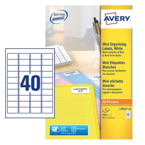 Avery QuickPEEL Mini Laser Labels 45.7x25.4mm White (Pack 25) L7654-25