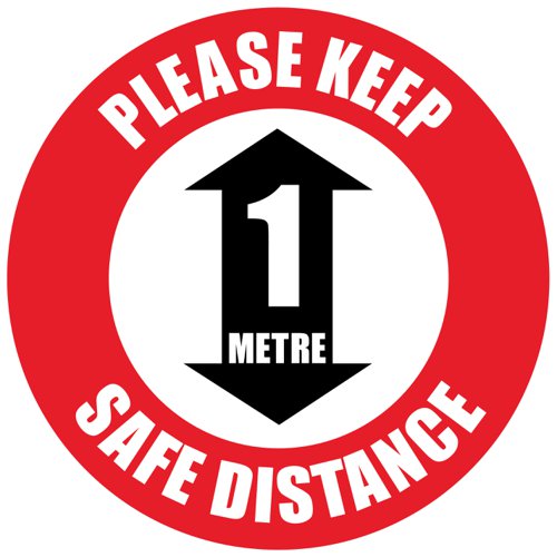 Beaverswood Semi-Permanent Social Distance Floor Marker Please Keep 1m Safe Distance RSDM11