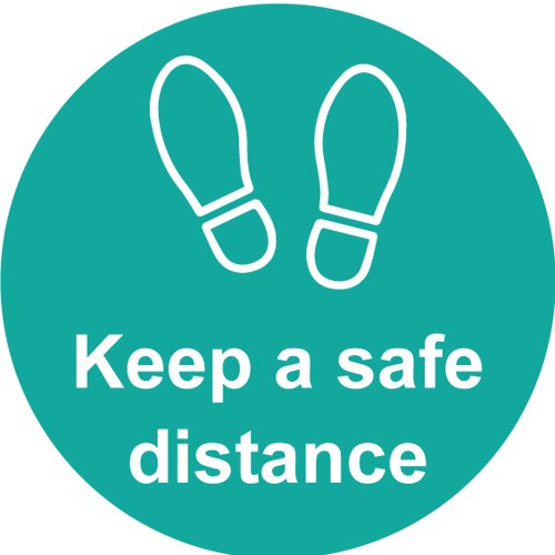 Spectrum Floor Graphic Keep A Safe Distance 200mm Turquoise STP272